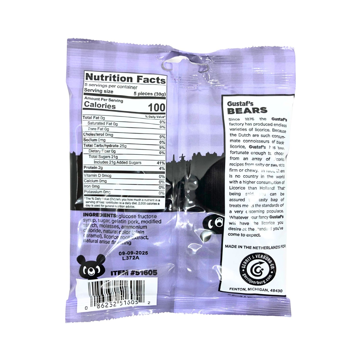 Gustafs Sugared Bears Licorice 5.2 Oz Bag