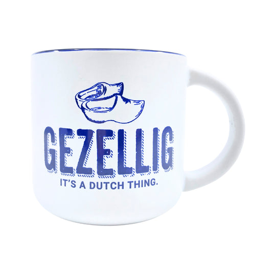 Gezellig It's A Dutch Thing White & Blue Matte 14oz Mug