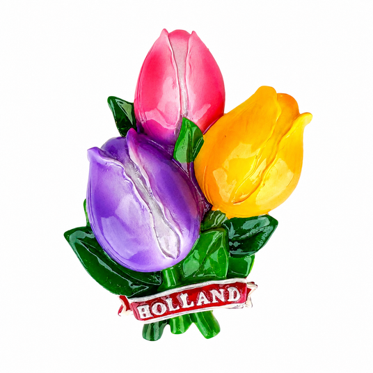 Magnet Bunch of Tulips Lulac/Pink/Yellow Holland