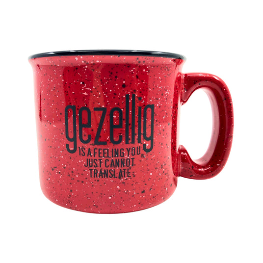 Gezellig is a feeling Ceramic Campfire Mug - Red 15 oz