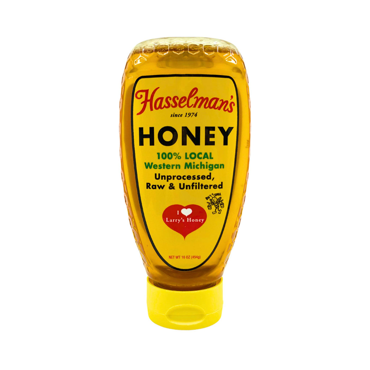 Hasselmans Honey 16 oz Inverted bottle