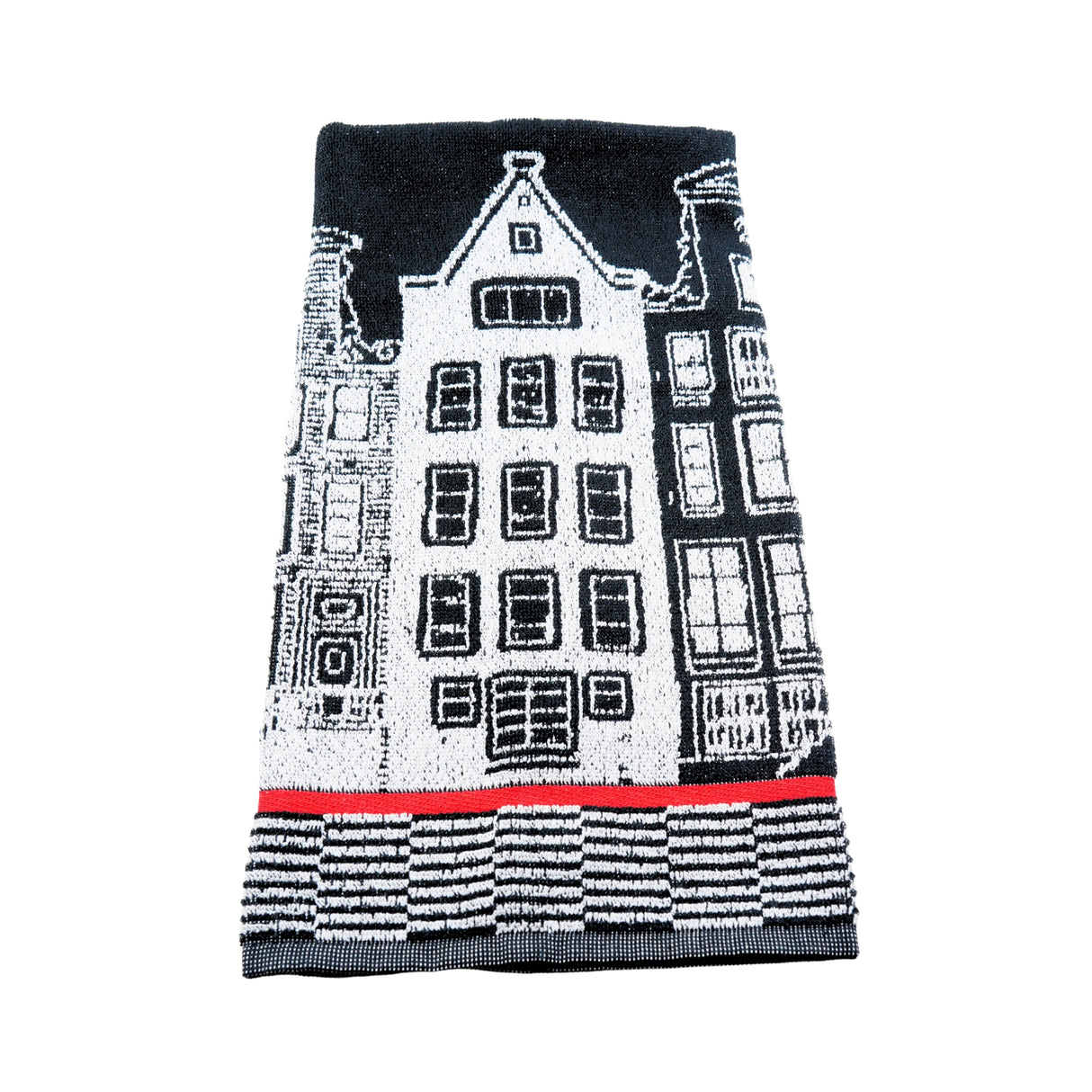 DDDDD Canal Black w/ Red Stripe Hand Towel 20x22 inch