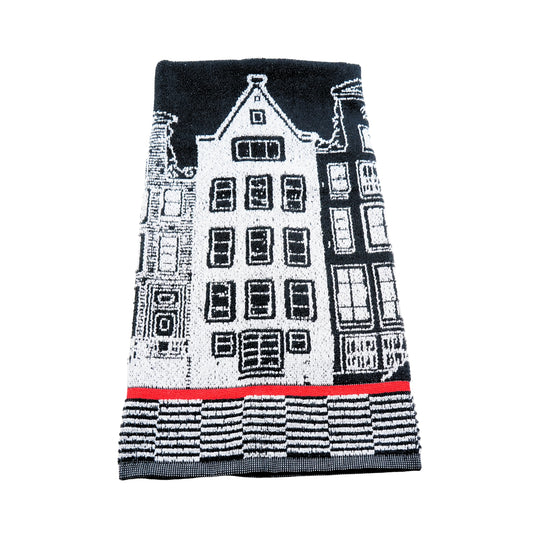 DDDDD Canal Black w/ Red Stripe Hand Towel 20x22 inch