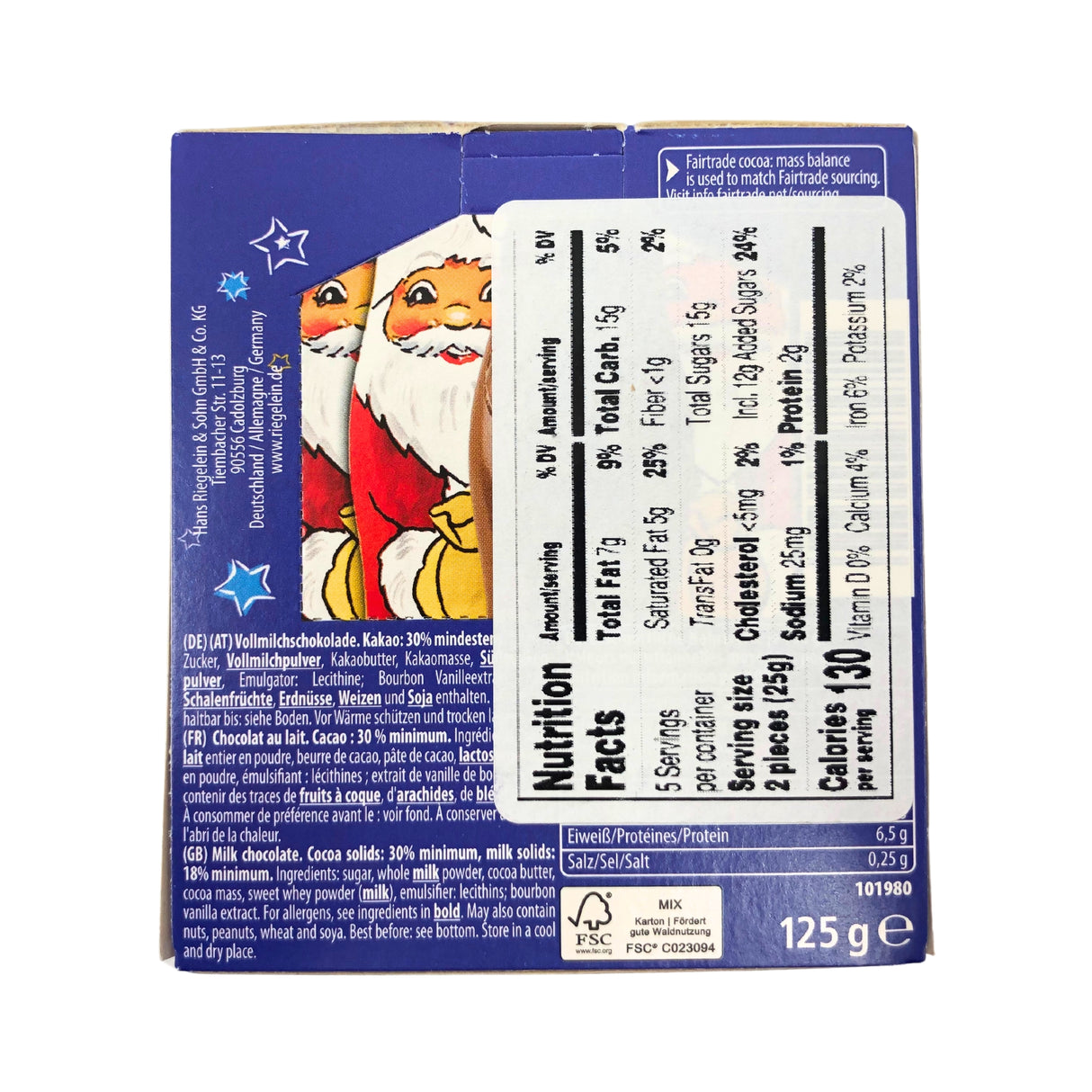 Riegelein Foiled SANTA 4.4 oz Boxed (10 santas)