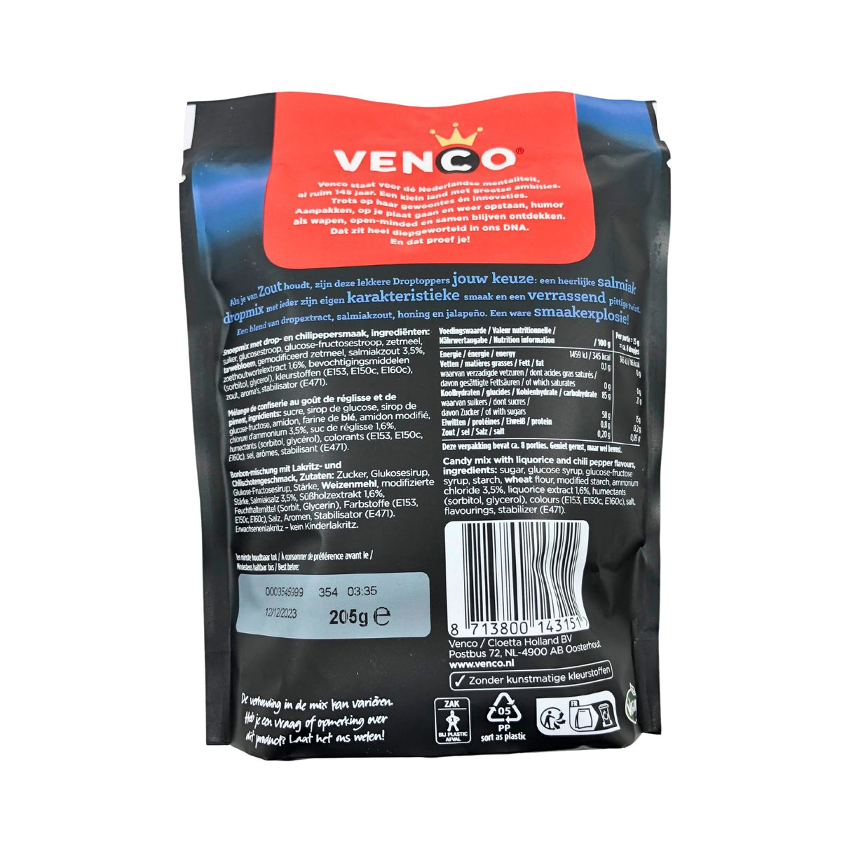 Venco Droptoppers Soft & Salmiak 7.2 Oz Bag  205g