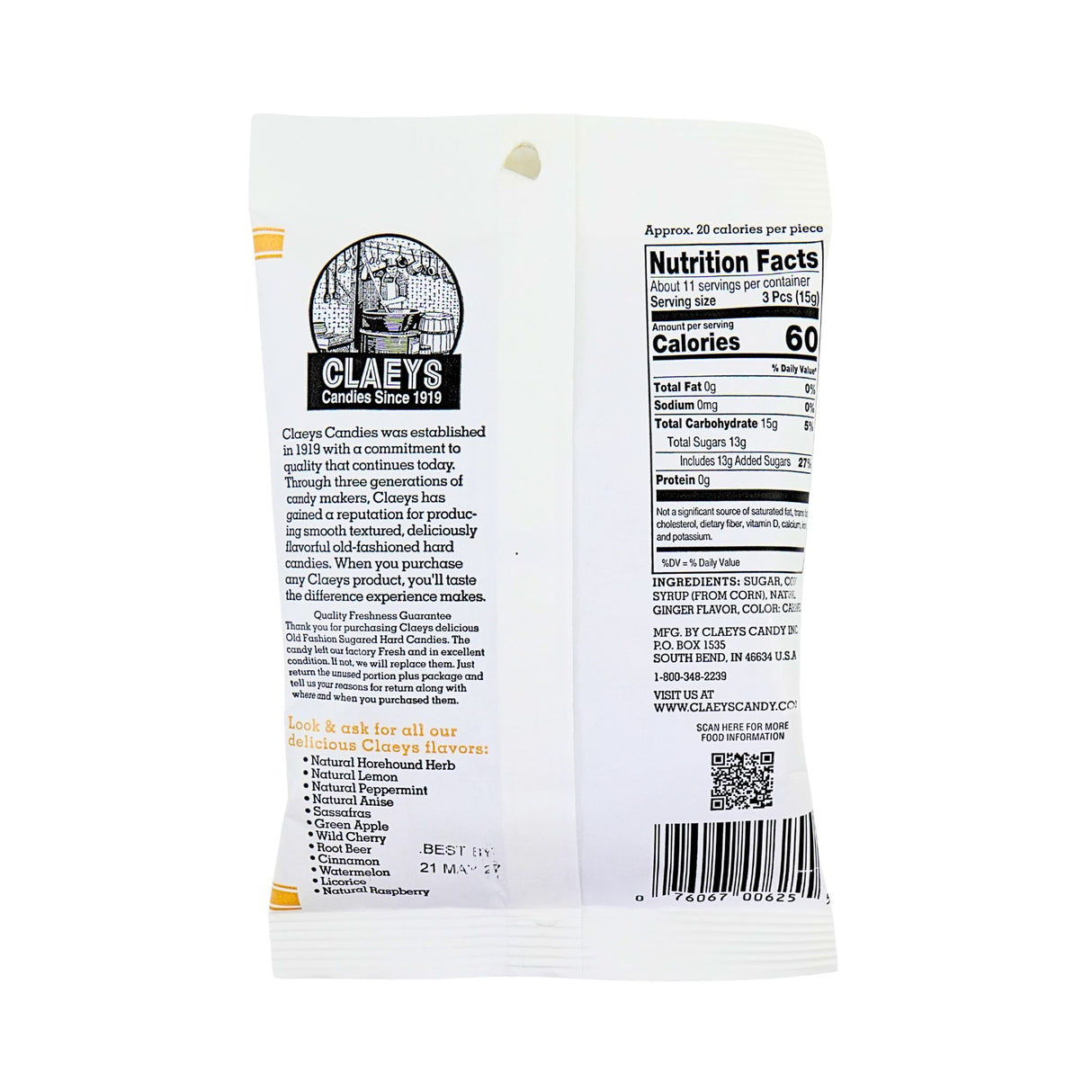 Claeys Sanded Ginger Candy 7 oz