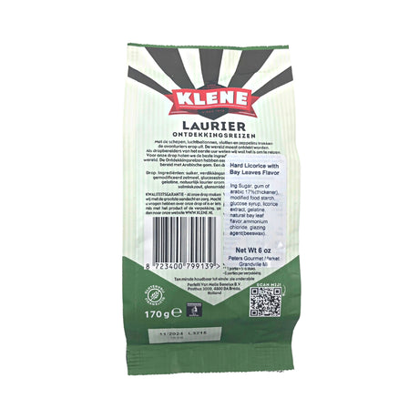 Klene Hard Salty Licorice Laurier Bay Leaf Licorice 6 oz