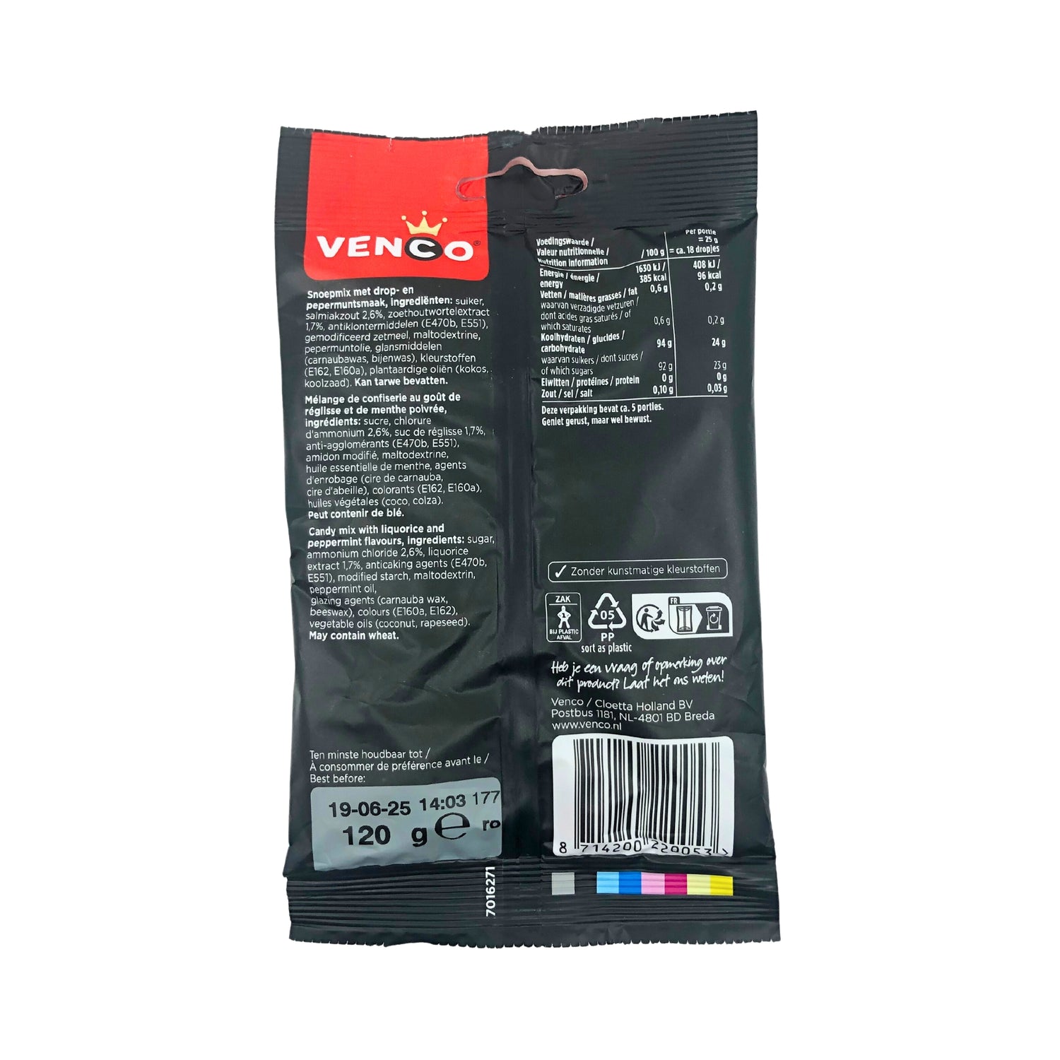 Venco Mint Nopjes Drops  4.2 oz Bag - 120g