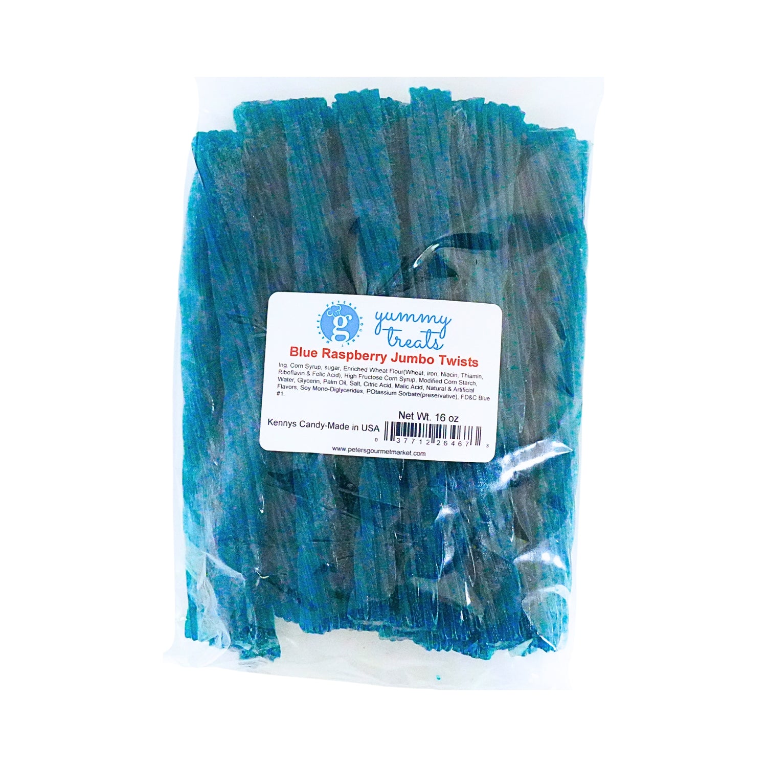 PGM Yummy Sweets Blue Raspberry Jumbo Licorice Twists 1 lb