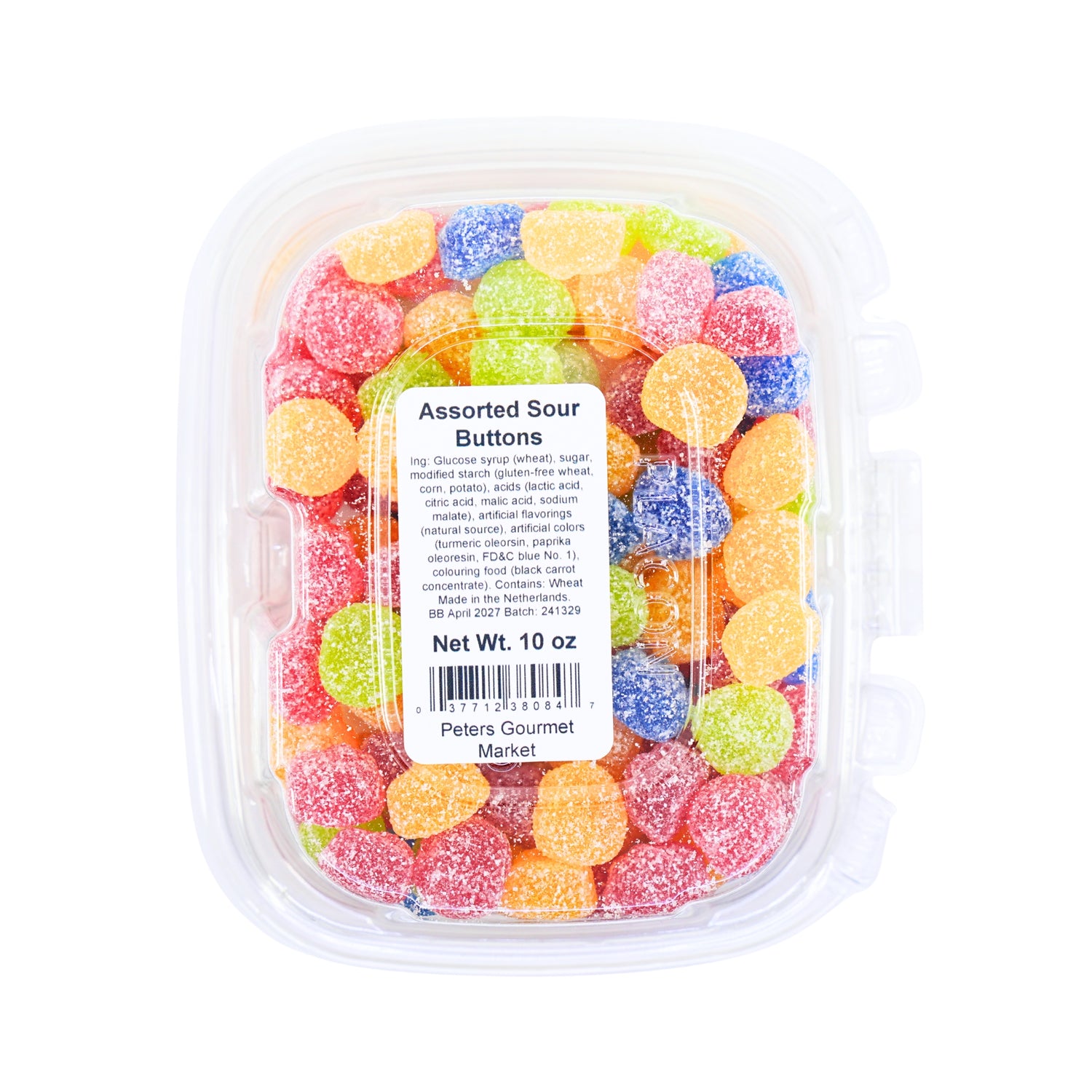 Gustafs Assorted Sour Buttons 10 oz tub