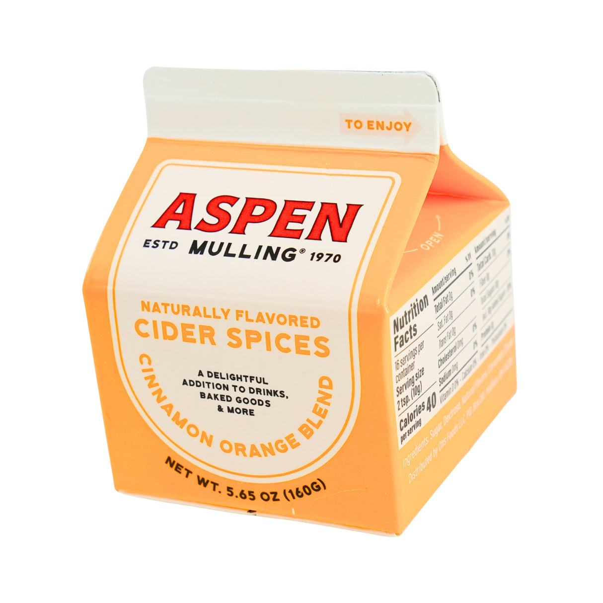 Aspen Mulling Spices Cinnamon Orange 5.65 Oz Milk Carton Box