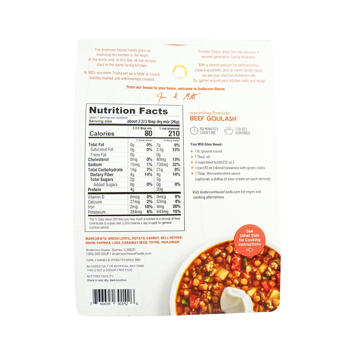 Frontier Soups Wyoming Fireside Beef Goulash Mix