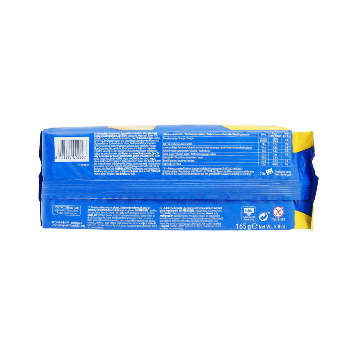 Schar Gluten Free Butterkeks Petit Beurre Cookies165 gram 5.8 oz