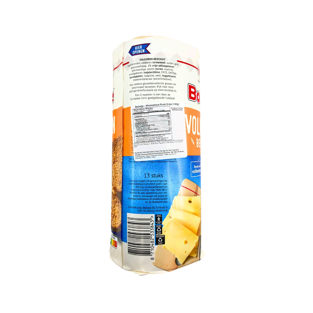 Bolletje Wholewheat Rusk Roll 4.4oz case of 12