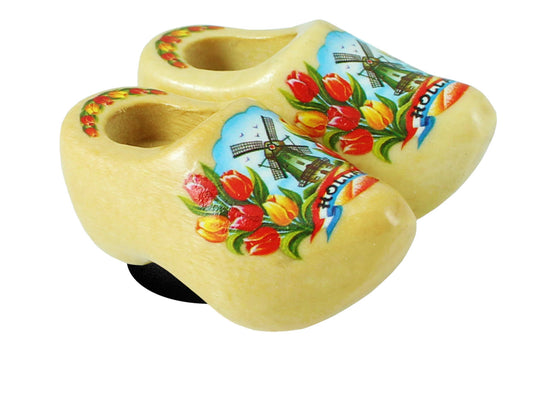 Magnet Wooden Shoe Varnished Windmill & flowers