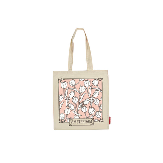 Tulips Amsterdam White 100% Cotton Shopping Bag