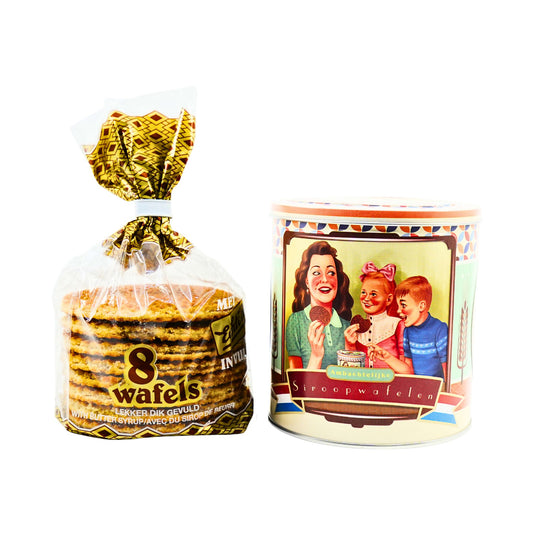 Markus Retro Design Stroopwafel tin with 8 stroopwafels