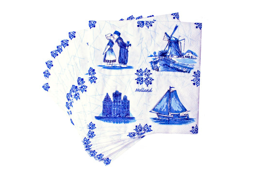 Napkins Delft pattern Paper 4 motifs 6.5 x 6.5 inches 20/package