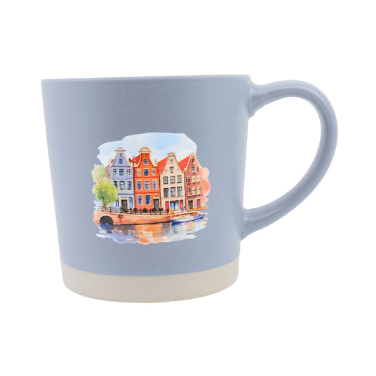 Canal Houses Watercolor Slate Blue Mug 13 oz