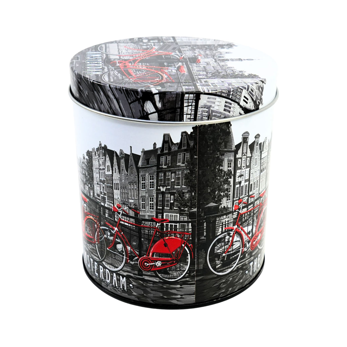 Red Bike In Amsterdam Stroopwafel Tin with Stroopwafels