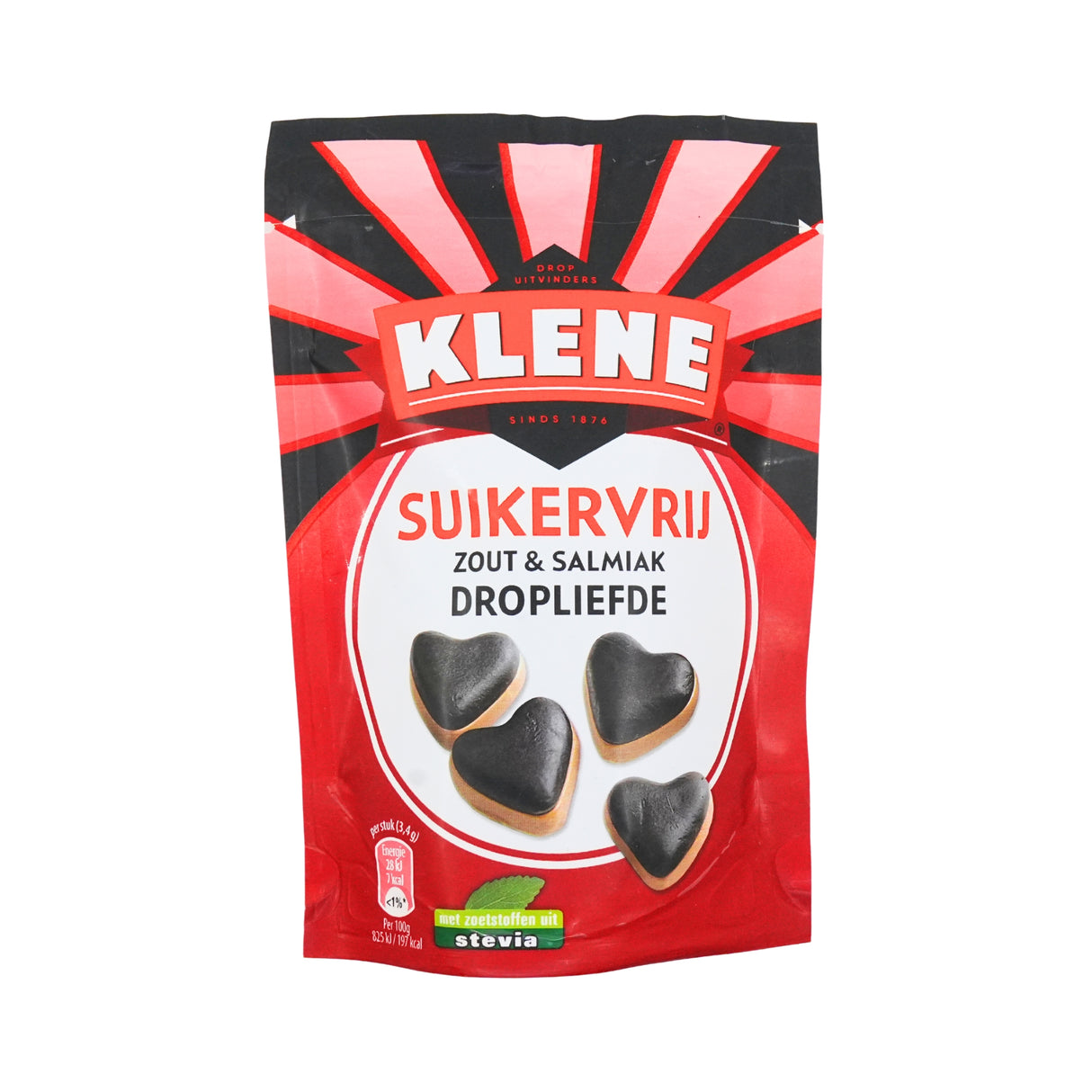 Klene Sugar Free Licorice Salt & Salmiak Hearts 3.7 Oz bag