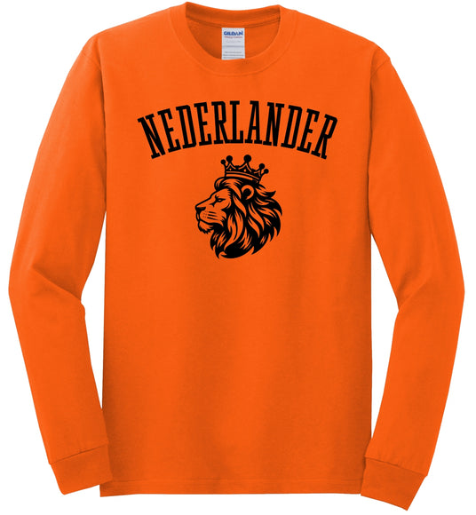 Nederlander Lion Long Sleeve T Shirt Orange- Medium