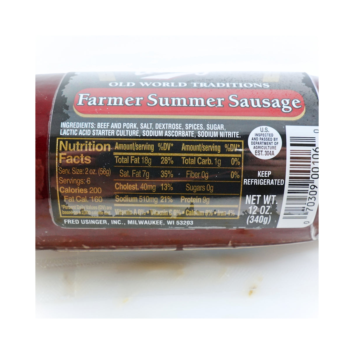 Usinger Farmer Summer Sausage Chub 12 Oz