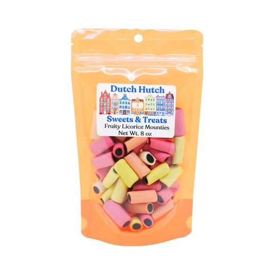 Dutch Hutch Licorice Center Fruity shell Mounties 8 oz bag