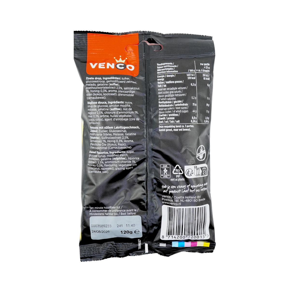 Venco Honey Licorice 4.2 oz Bag - 120g