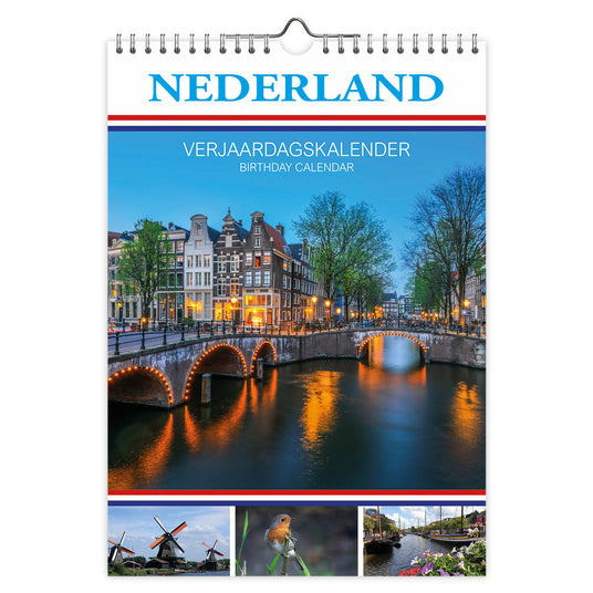 Nederland Pictures of Holland Birthday Calendar 13x17.3