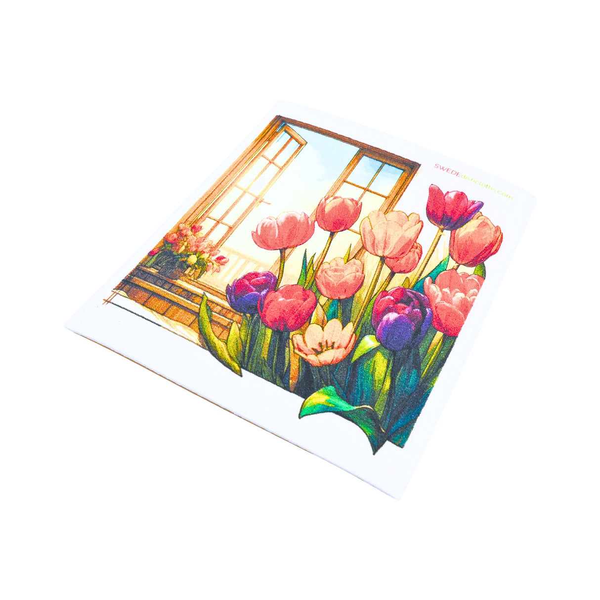 Tulips at Window Swedish Dishcloth