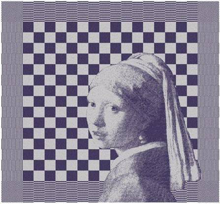 DDDDD Girl with a Pearl Blue TEA Towel 25x23 inch