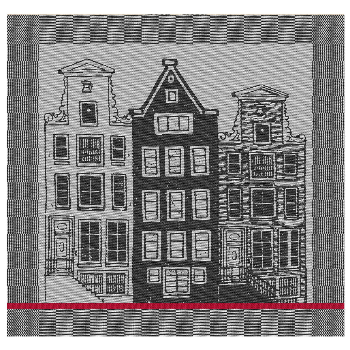 DDDDD Canal Black w/ Red Stripe TEA Towel 24x23 inch