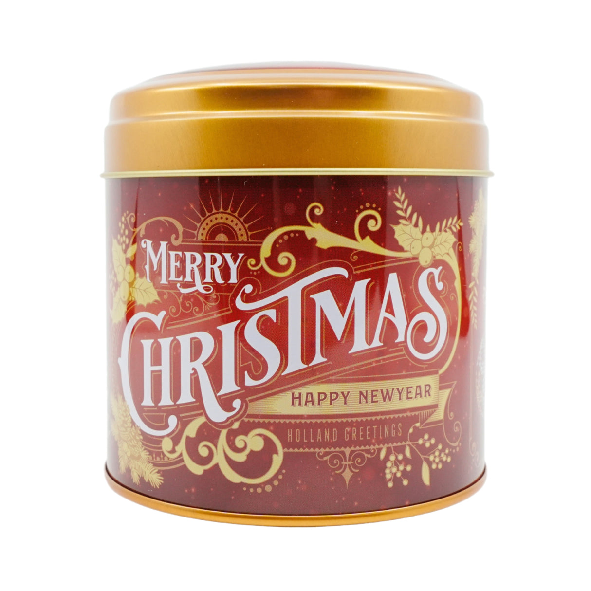 Merry Christmas Stroopwafel Tin Red & Gold Empty