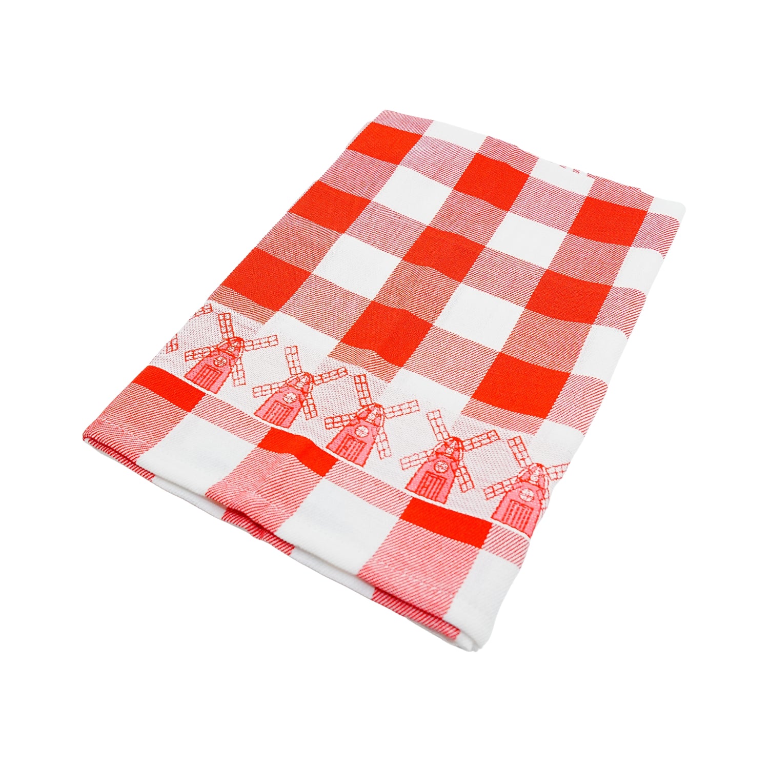 Twentse Red with Windmills TEA Towel 25x23 inch