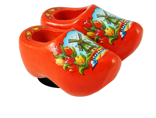 Magnet Wooden Shoe Orange Windmill & flowers