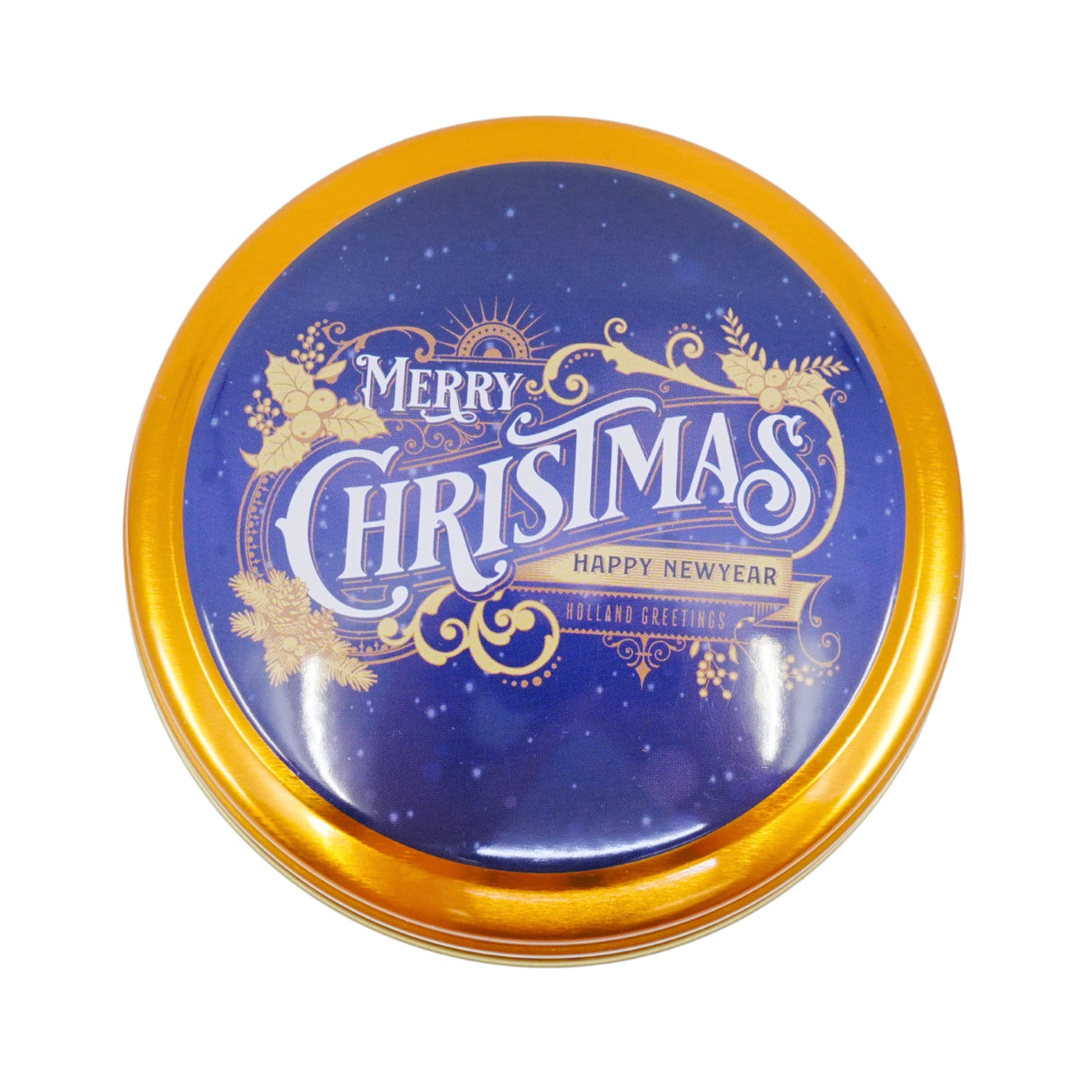 Merry Christmas Stroopwafel Tin Blue Empty