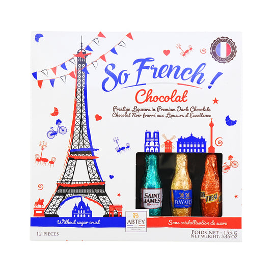 Abtey So French Dark Chocolate Liqueur Filled Bottles (Cognac, Rum, Cointreau) 2.64oz