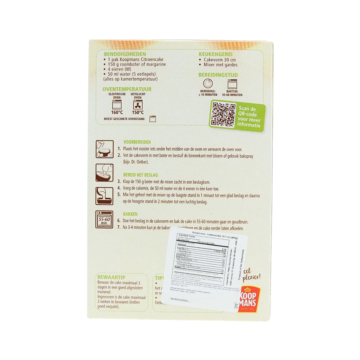 Koopmans Lemon Cake Mix 14 oz (400 gr) box