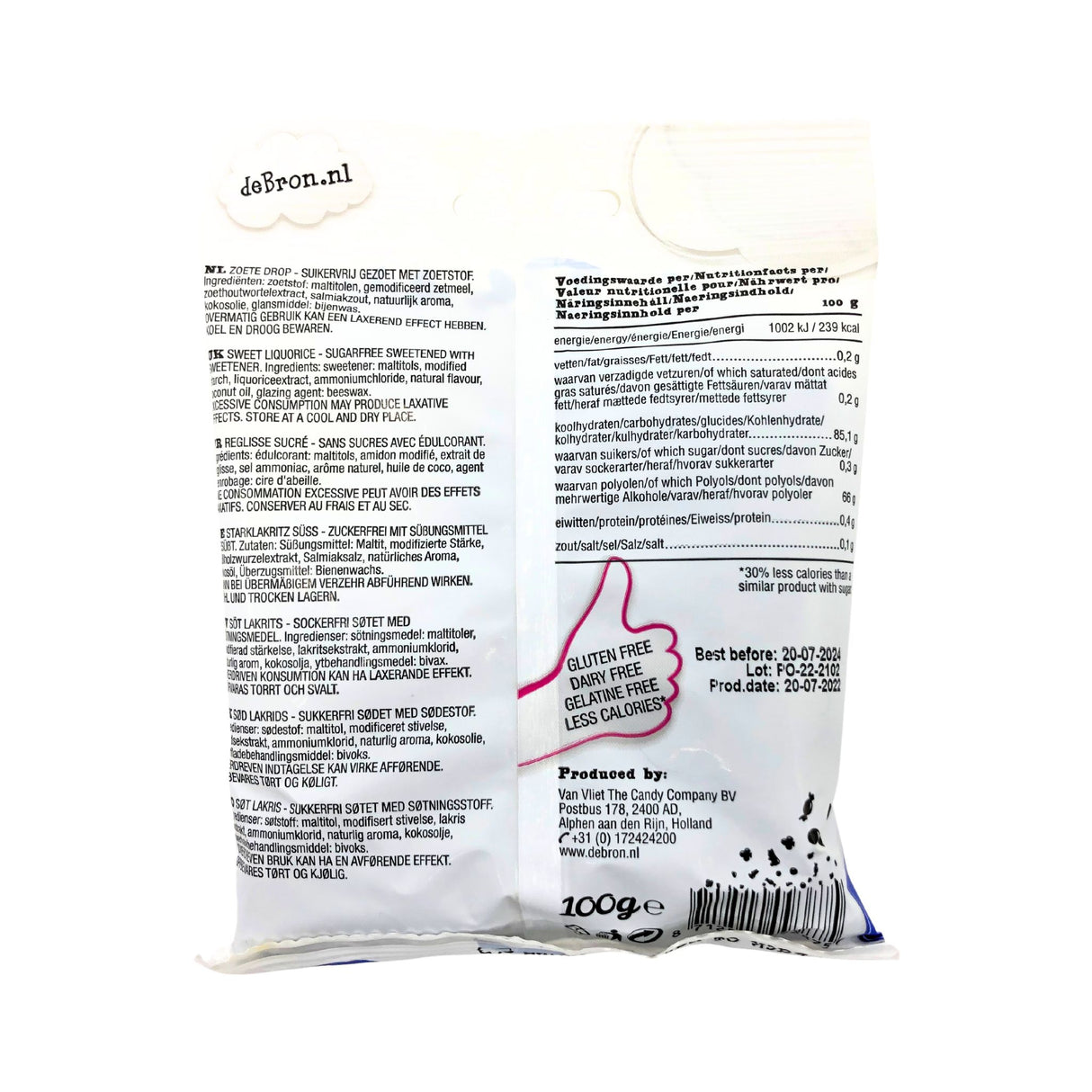 De Bron Licorice Sugar Free Sweet Balls 3.5 oz bag