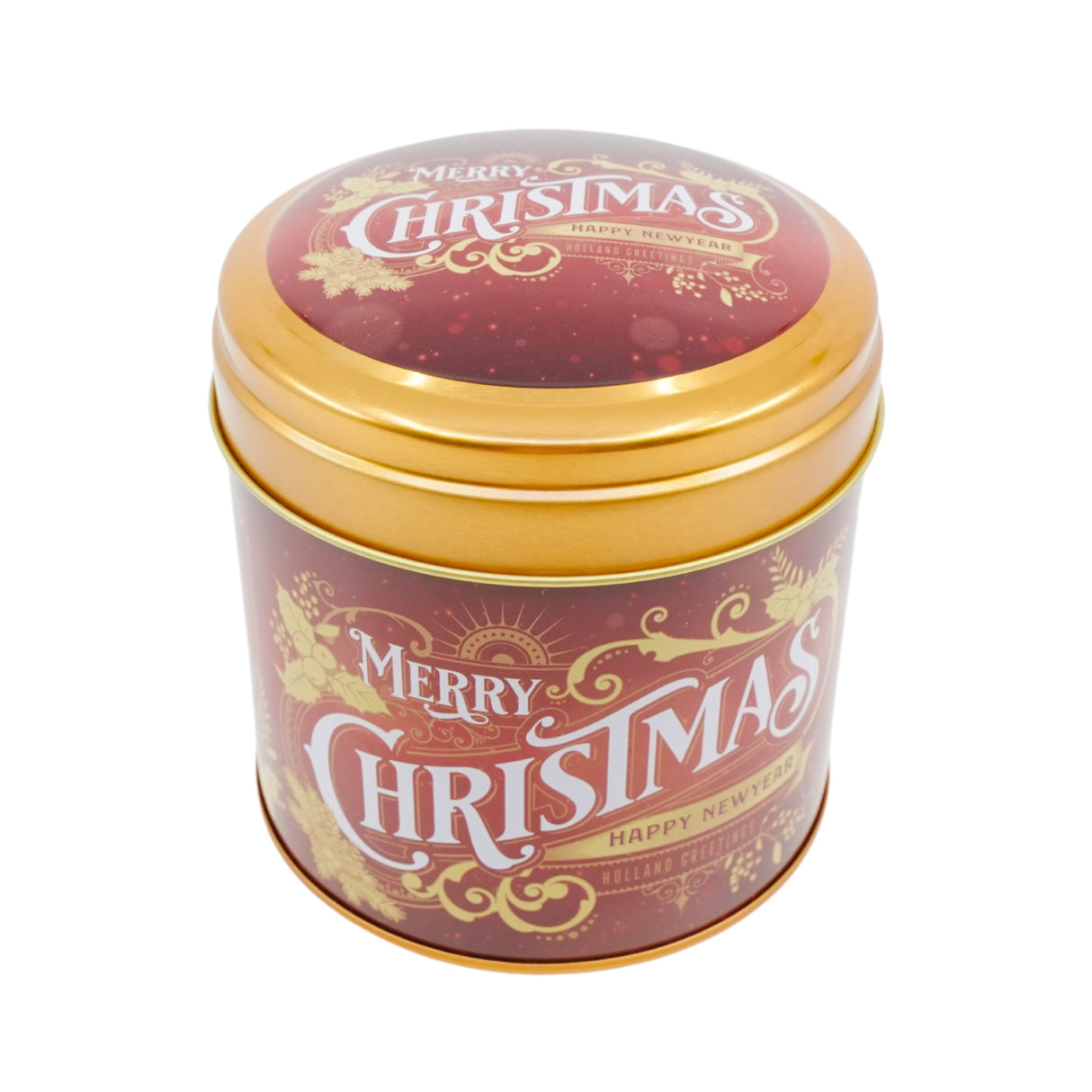 Merry Christmas Stroopwafel Tin Red & Gold Empty