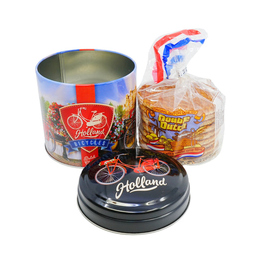 Stroopwafel Holland Tin Bike on Bridge with 8 stroopwafels