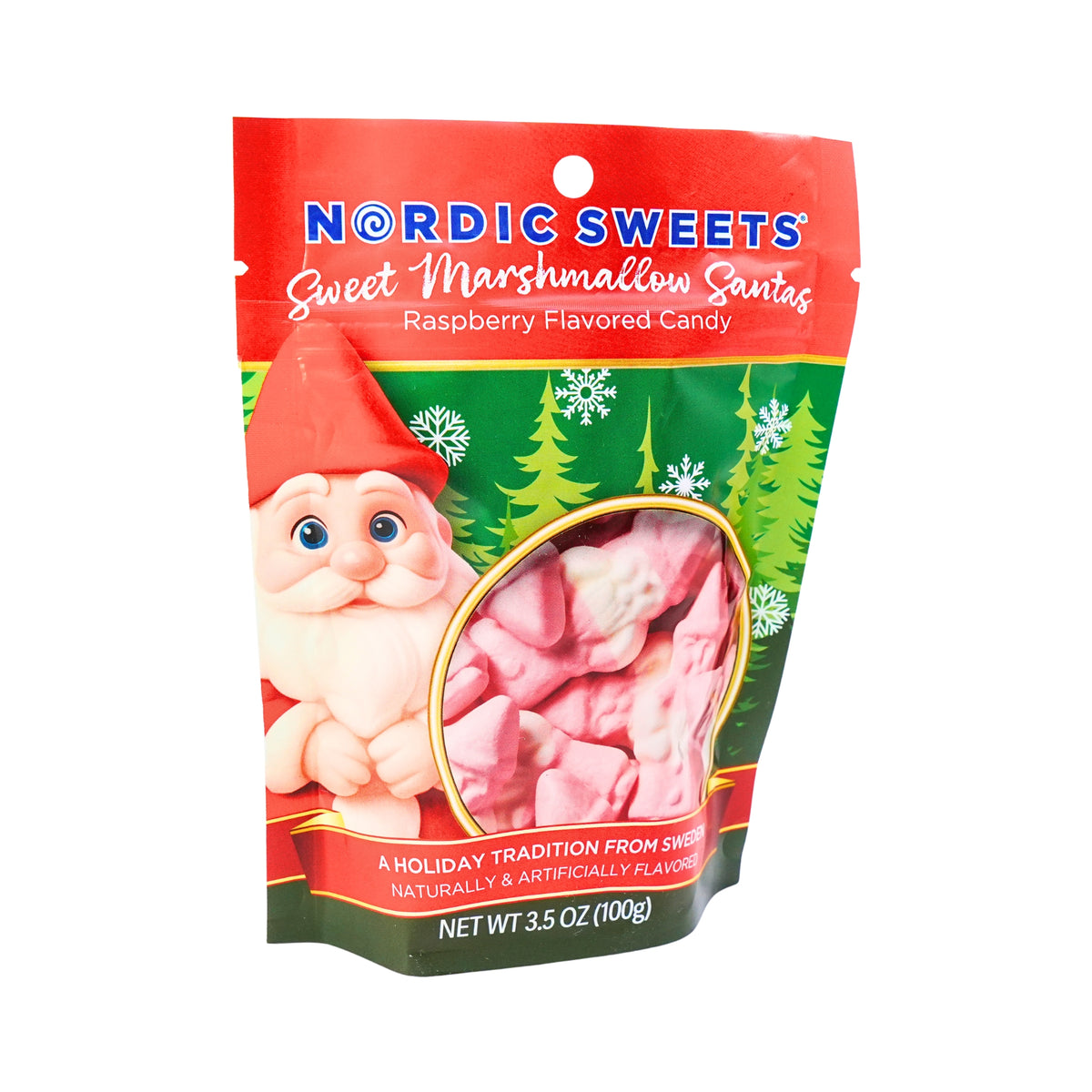 Nordic Sweets Raspberry Marshmallow Santas Pouch 3.5oz.