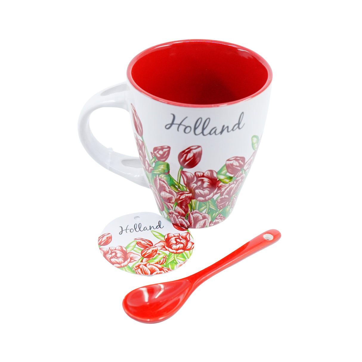 Nelis Red Tulips Mug with spoon boxed