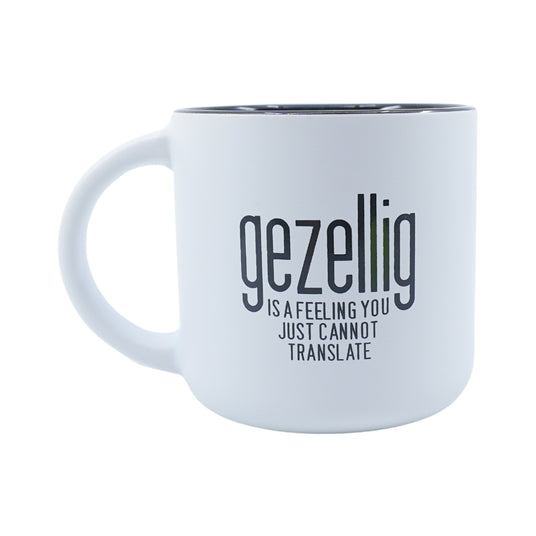 Gezellig Is A Feeling Matte Grey and White Mug