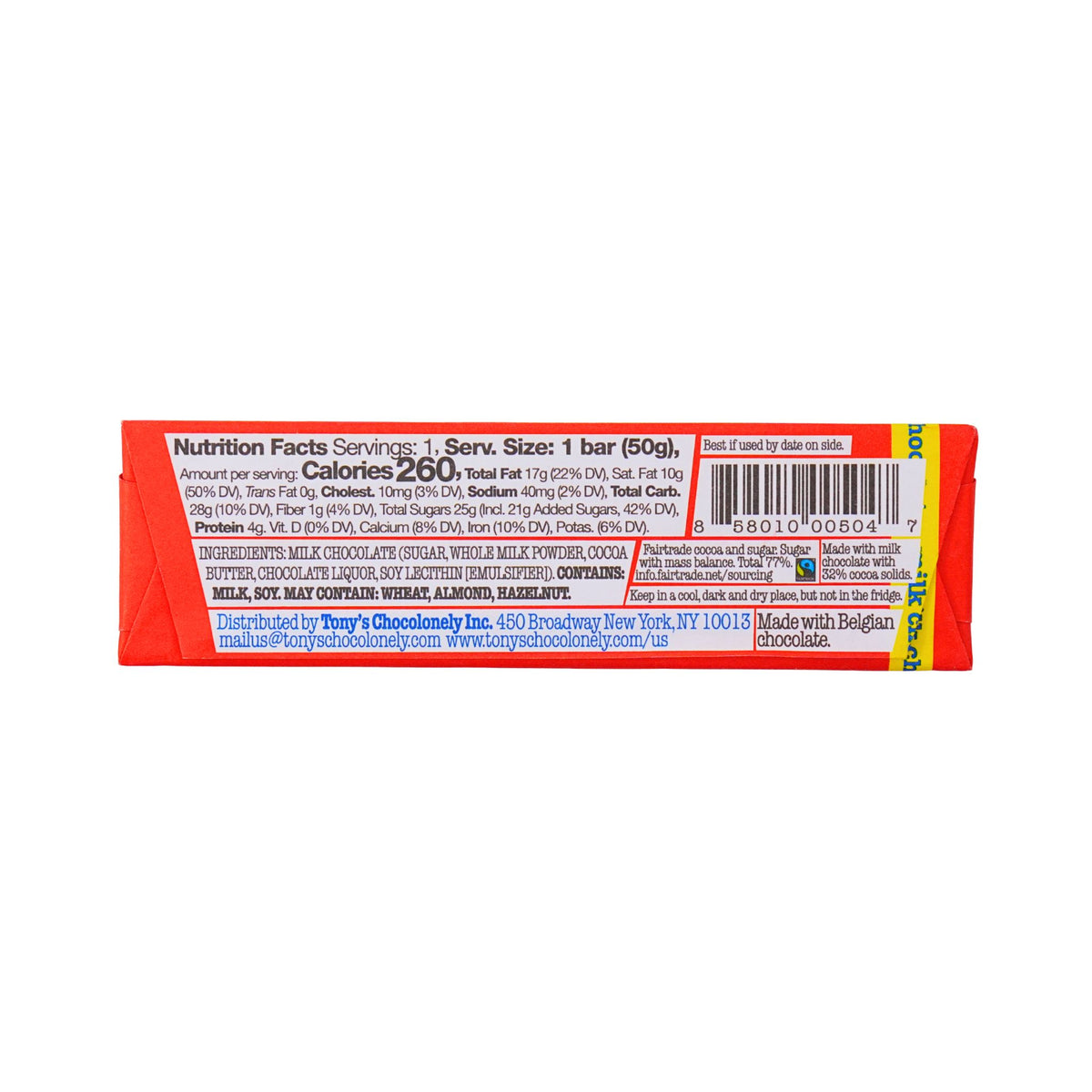 Tonys Chocolonely Milk Chocolate Bar 1.76 oz
