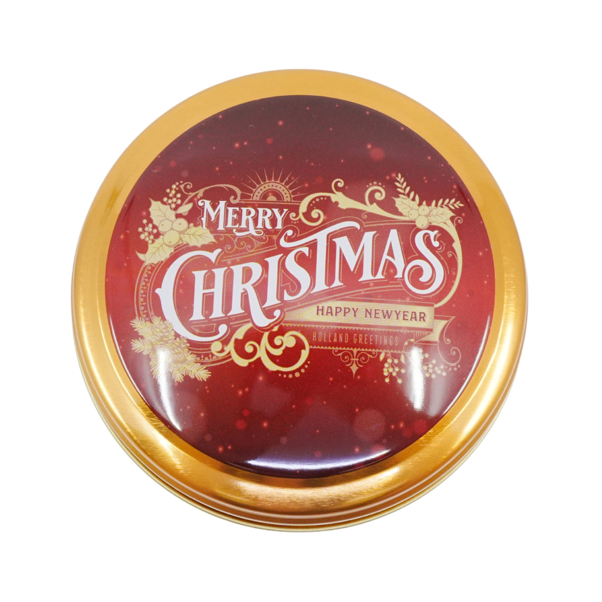 Merry Christmas Stroopwafel Tin Red & Gold Empty