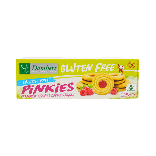 Damhert Gluten Free Pinkies Rasberry and Vanilla Cream Biscuits 4.4 Oz
