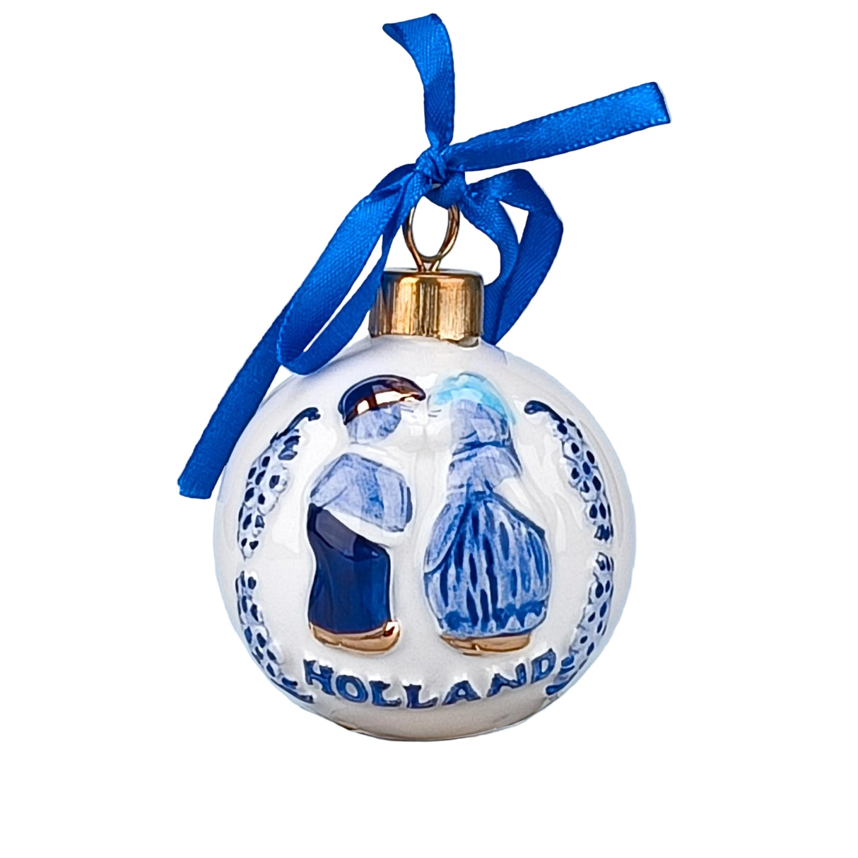 Ceramic Christmas Ornament Ball Kissing Couple Holland