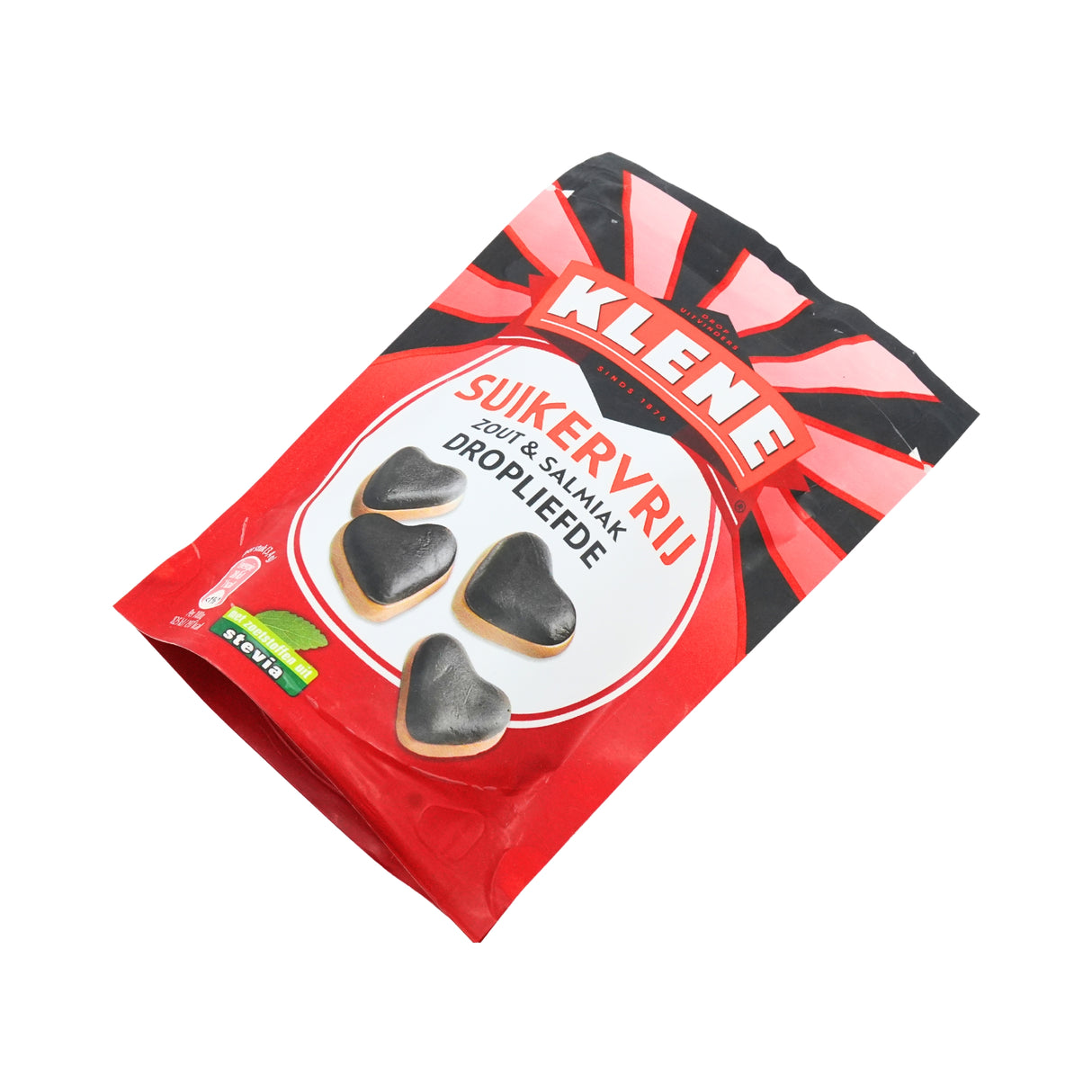 Klene Sugar Free Licorice Salt & Salmiak Hearts 3.7 Oz bag